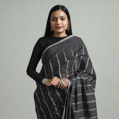 Black - Godavari Jamdani Cotton Handspun Handloom Saree