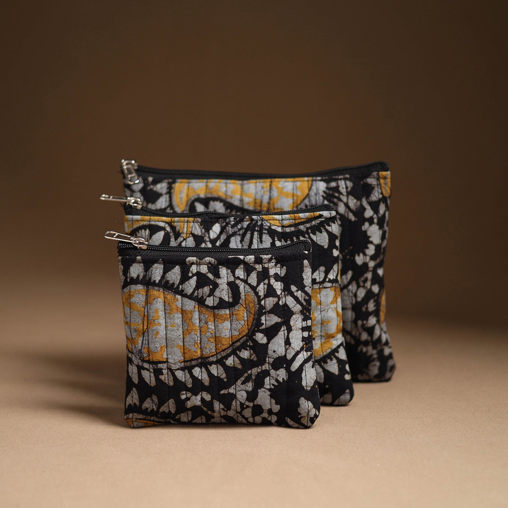Black - Handmade Cotton Utility Pouch Set 04