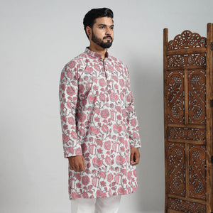 Block Print Cotton Sanganeri Kurta for Men (Long) 15