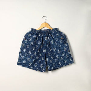 Blue - Block Print Cotton Unisex Bagru Shorts/Boxer 19