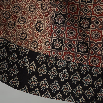 Brown - Ajrakh Block Printed 24 Kali Patchwork Cotton Long Skirt