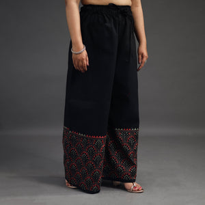 Black - Kantha Hand Embroidery Palazzo in Cotton 32