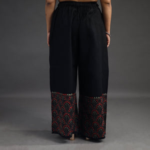 Black - Kantha Hand Embroidery Palazzo in Cotton 32