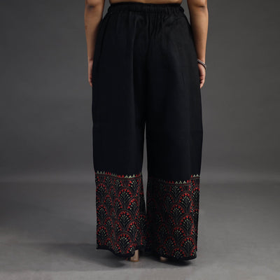 Black - Kantha Hand Embroidery Palazzo in Cotton 32