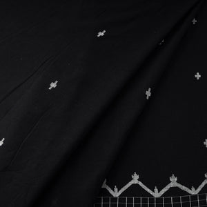 Black - Pure Handloom Cotton Bengal Jamdani Fabric 01