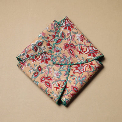 Beige - Hand Embroidered Cotton Roti Napkin 05