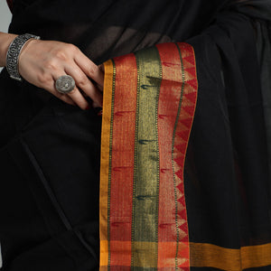 Black - Dharwad Cotton Saree with Zari Border 32