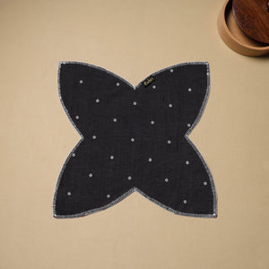 Black - Hand Embroidered Cotton Roti Napkin 06