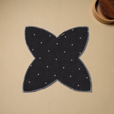 Black - Hand Embroidered Cotton Roti Napkin 06