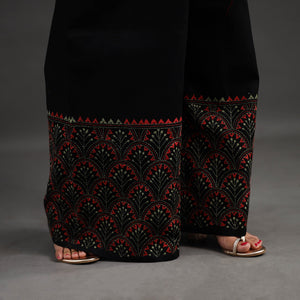 Black - Kantha Hand Embroidery Palazzo in Cotton 32
