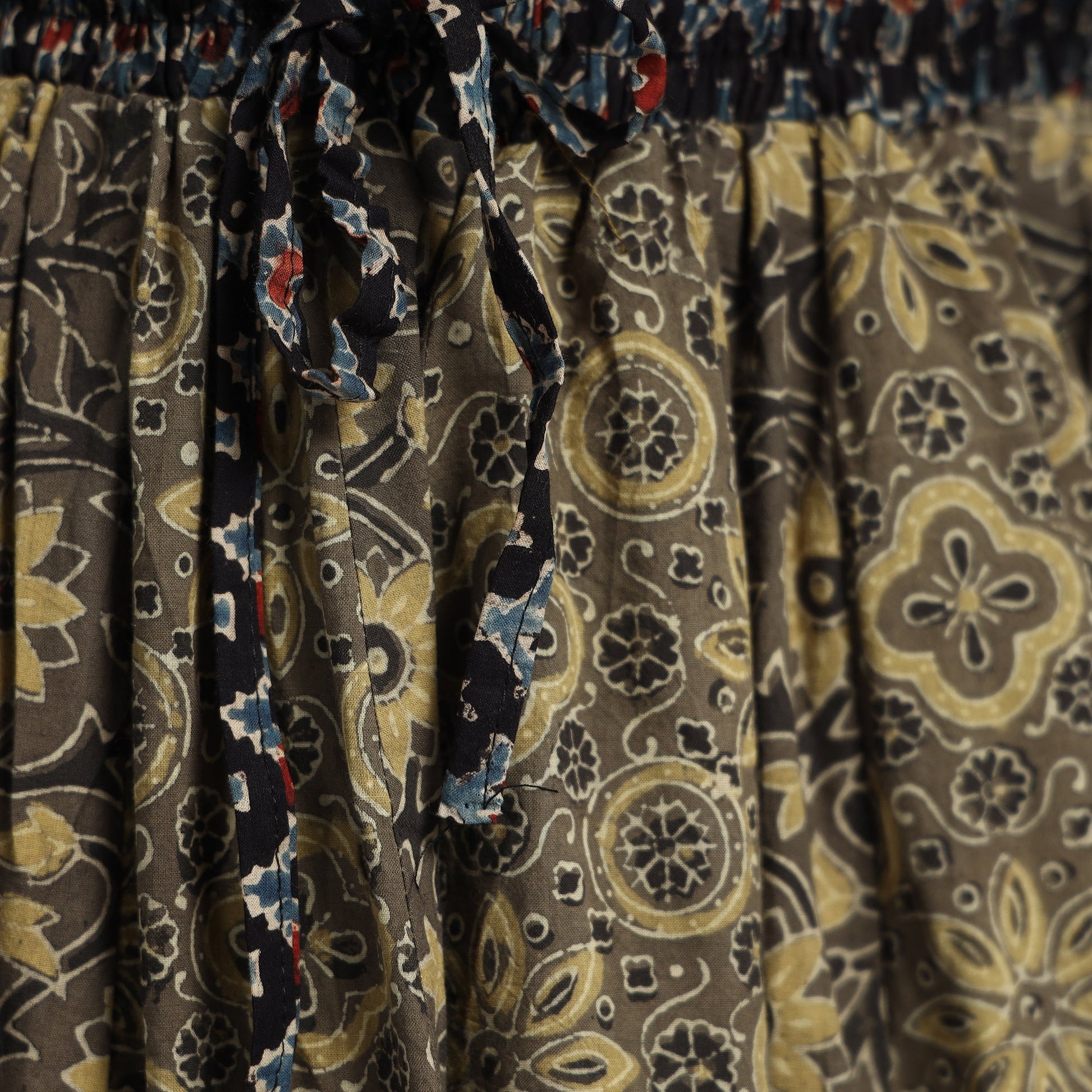 Brown - Ajrakh Block Printed 24 Kali Patchwork Cotton Long Skirt