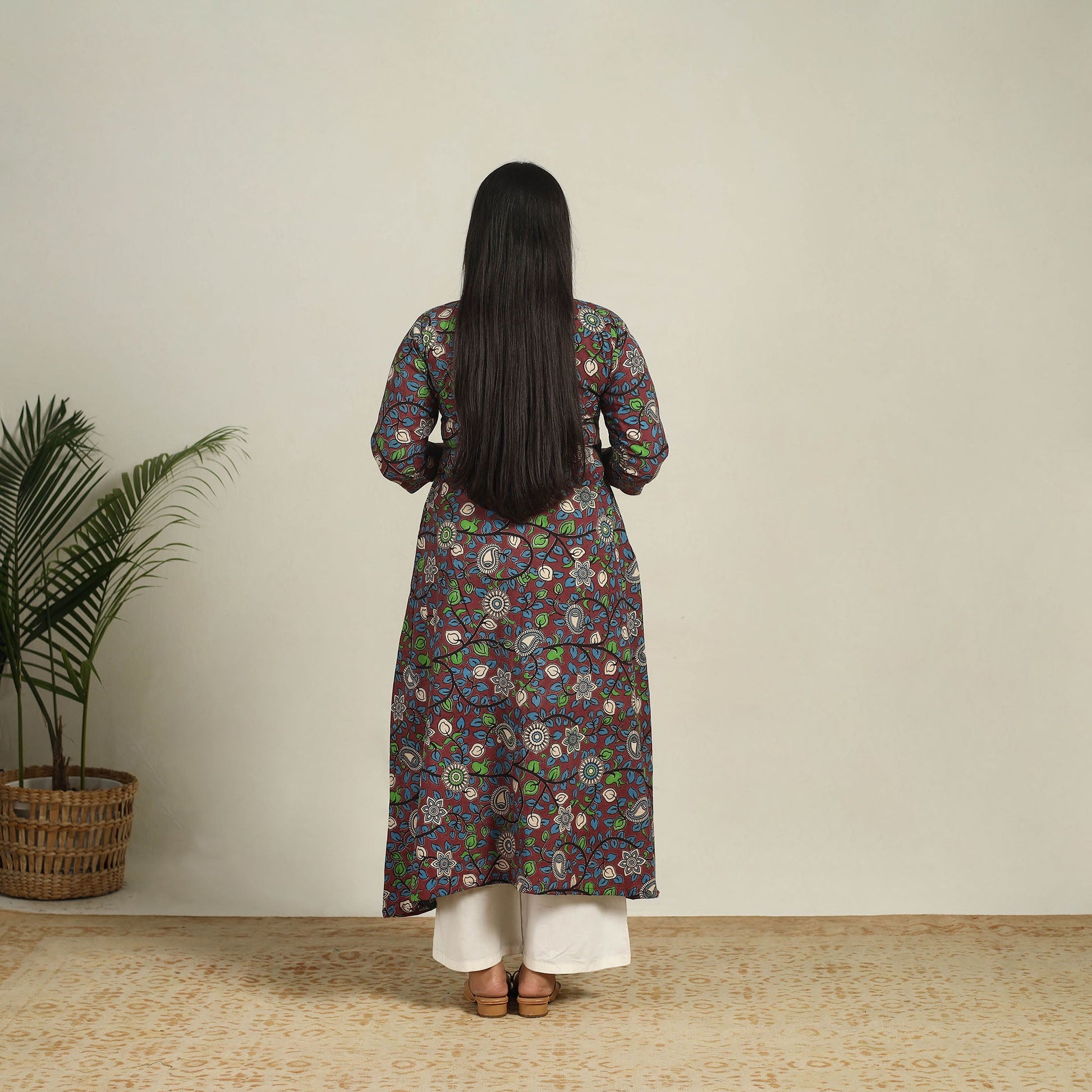 Brown - Printed Cotton A-Line Kalamkari Kurta 12