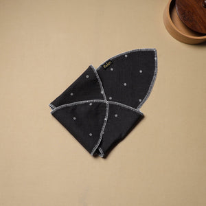 Black - Hand Embroidered Cotton Roti Napkin 06