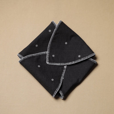 Black - Hand Embroidered Cotton Roti Napkin 06
