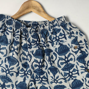 Blue - Block Print Cotton Unisex Bagru Shorts/Boxer 17