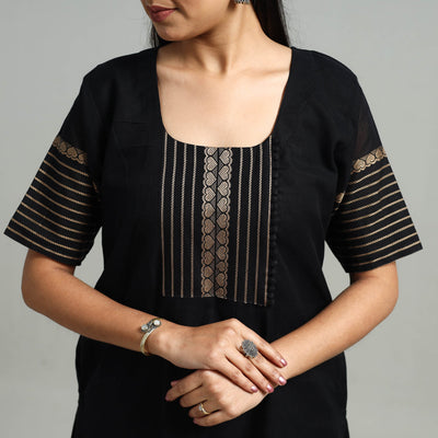 Black - Cotton Dharwad Kurta Set with Palazzo & Dupatta 03