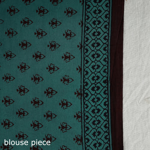 Brown - Natural Dyed Bagh Print Cotton Saree with Blouse Piece 11