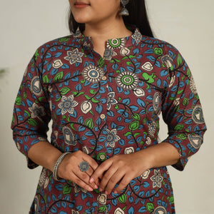 Brown - Printed Cotton A-Line Kalamkari Kurta 12