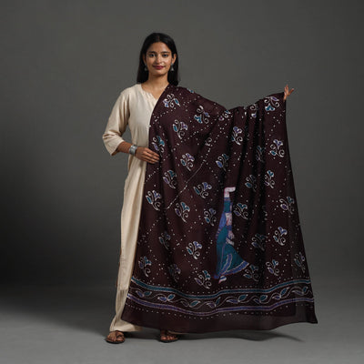 Brown - Cotton Hand Batik Print Dupatta 28