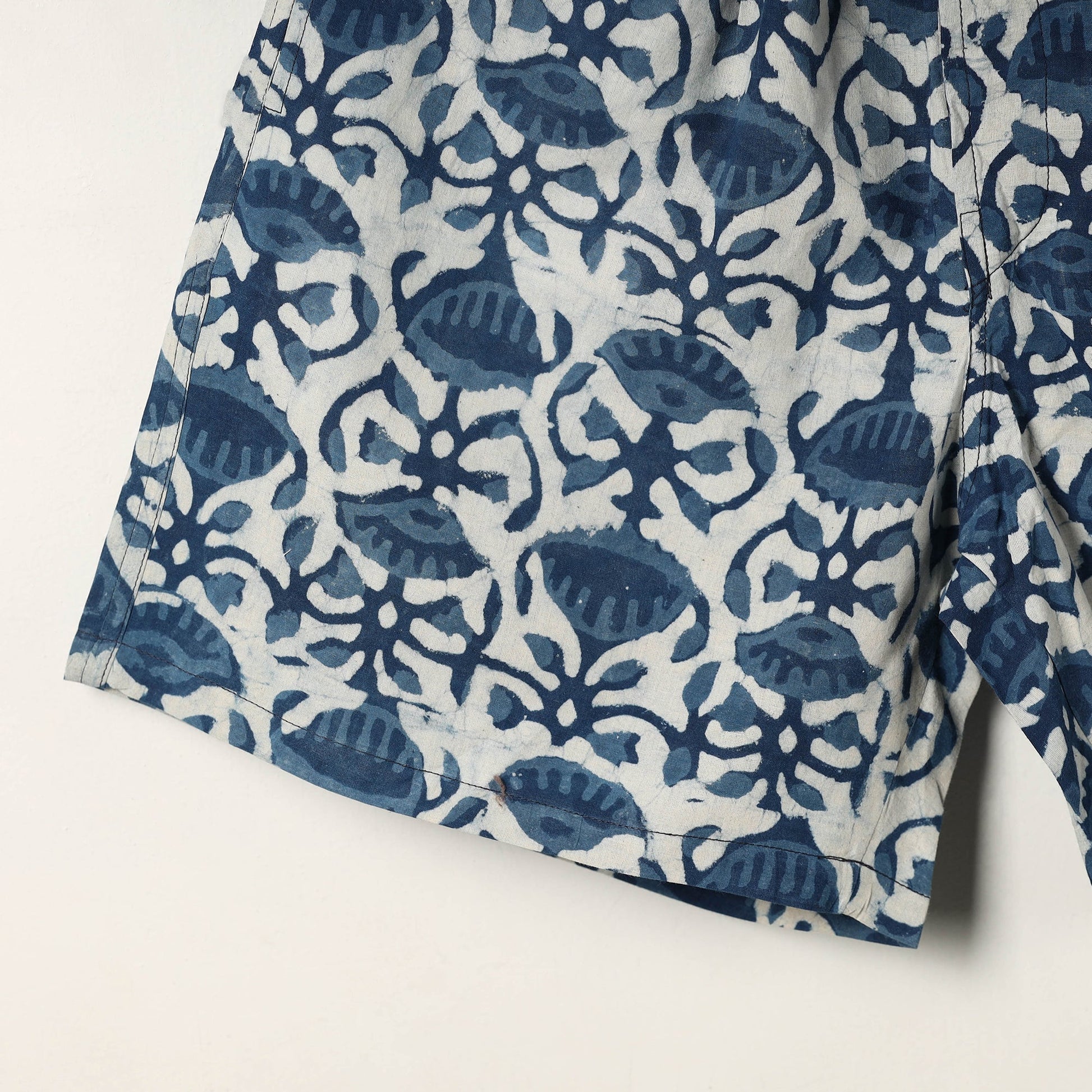 Blue - Block Print Cotton Unisex Bagru Shorts/Boxer 17