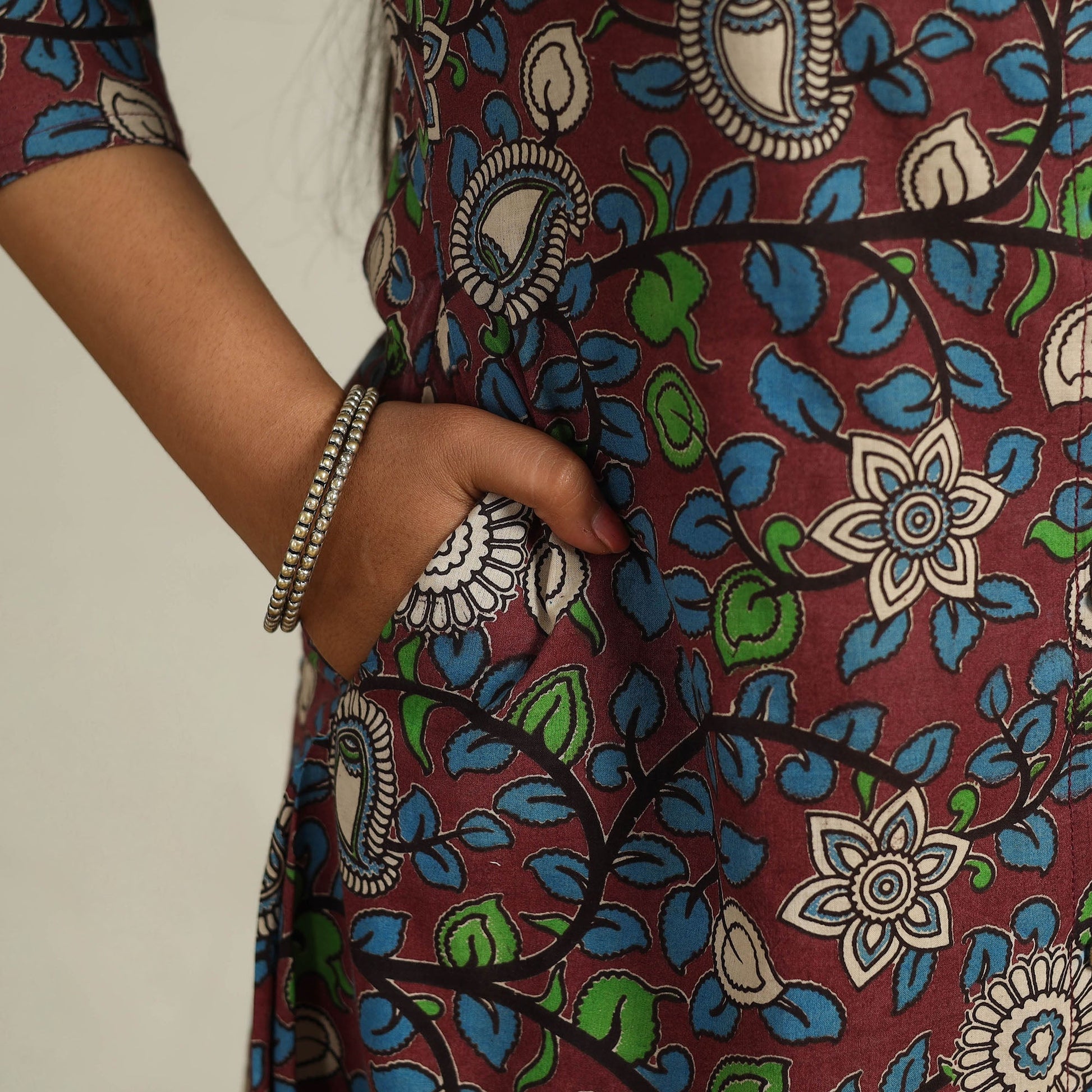 Brown - Printed Cotton A-Line Kalamkari Kurta 12