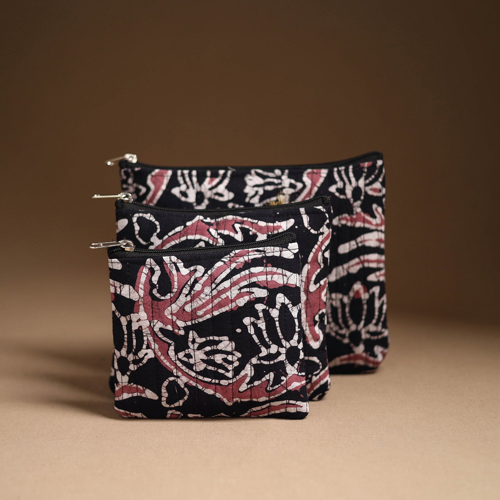 Black - Handmade Cotton Utility Pouch Set 06