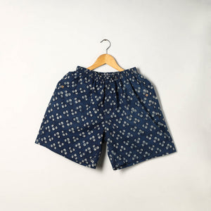 Blue - Block Print Cotton Unisex Bagru Shorts/Boxer 16