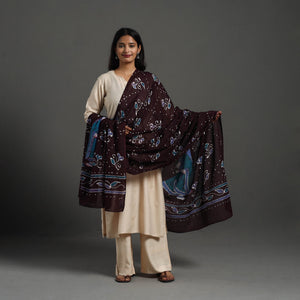 Brown - Cotton Hand Batik Print Dupatta 28