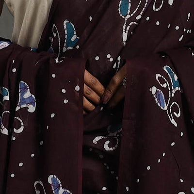 Brown - Cotton Hand Batik Print Dupatta 28