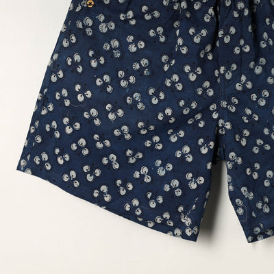 Blue - Block Print Cotton Unisex Bagru Shorts/Boxer 16