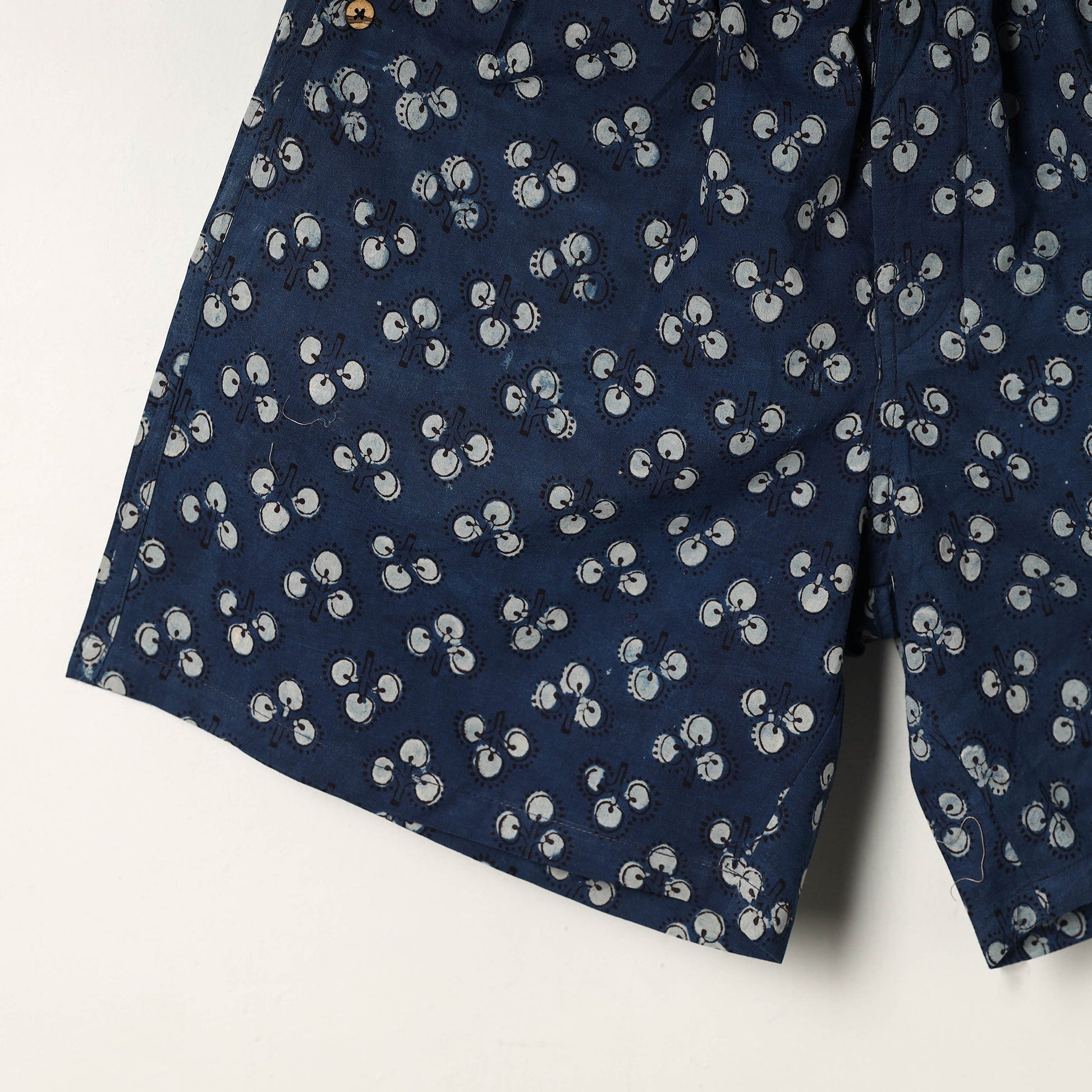 Blue - Block Print Cotton Unisex Bagru Shorts/Boxer 16