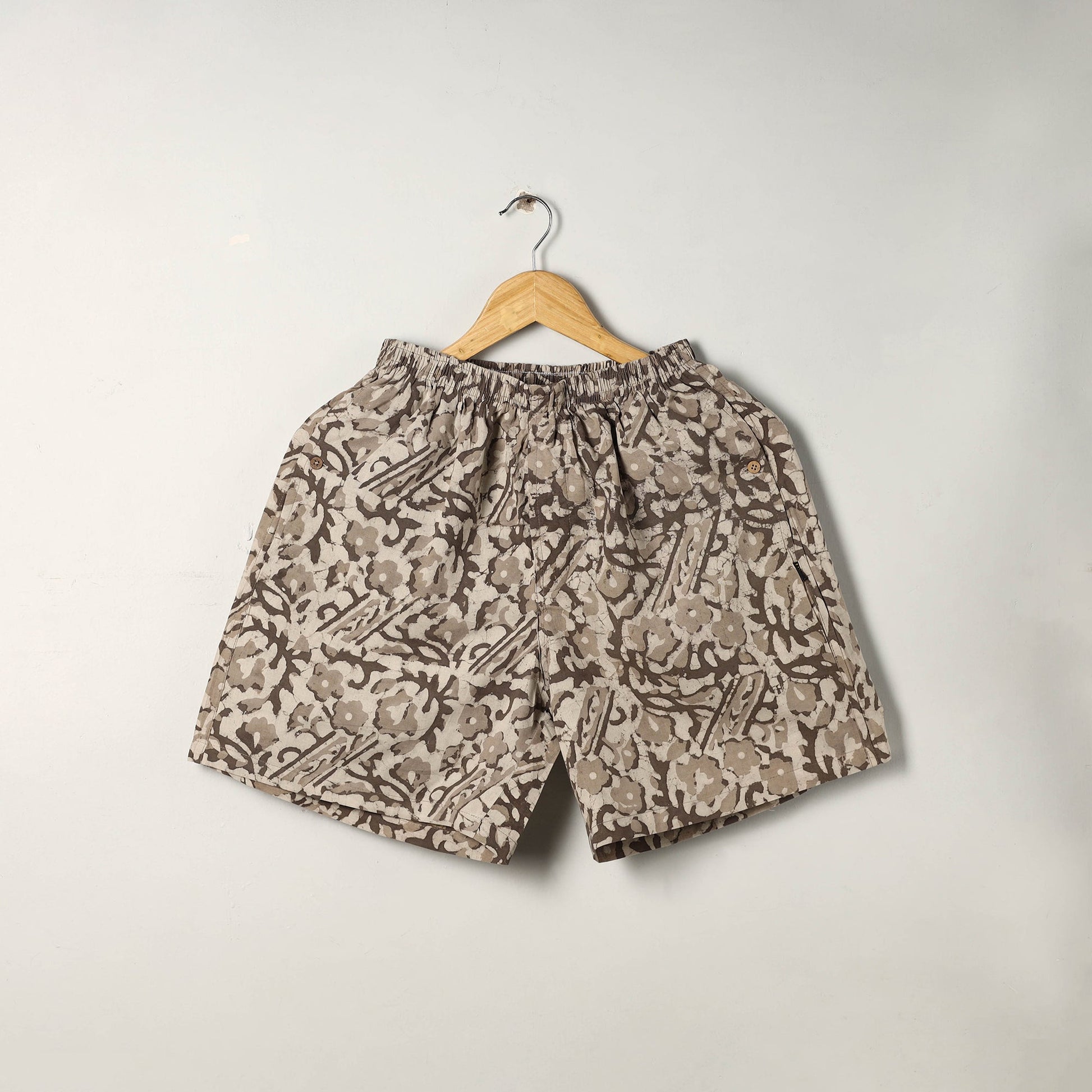 Brown - Block Print Cotton Unisex Bagru Shorts/Boxer 15
