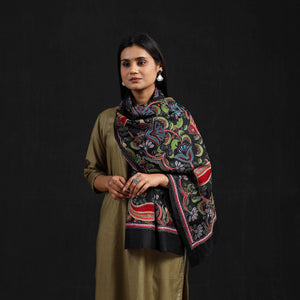Black - Handloom Silk Bengal Kantha Work Stole 32