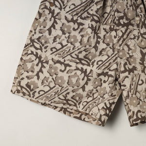 Brown - Block Print Cotton Unisex Bagru Shorts/Boxer 15