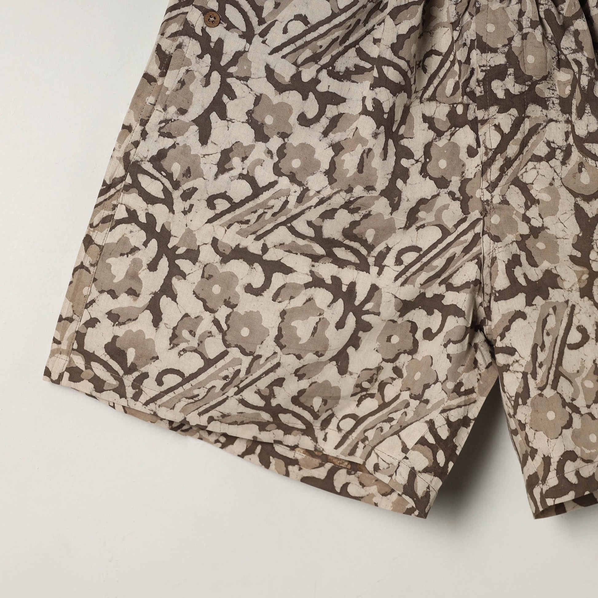 Brown - Block Print Cotton Unisex Bagru Shorts/Boxer 15