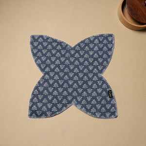 Blue - Hand Embroidered Cotton Roti Napkin 10