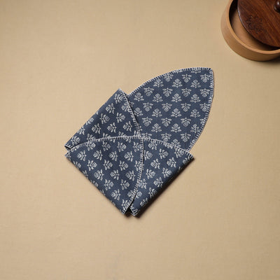 Blue - Hand Embroidered Cotton Roti Napkin 10