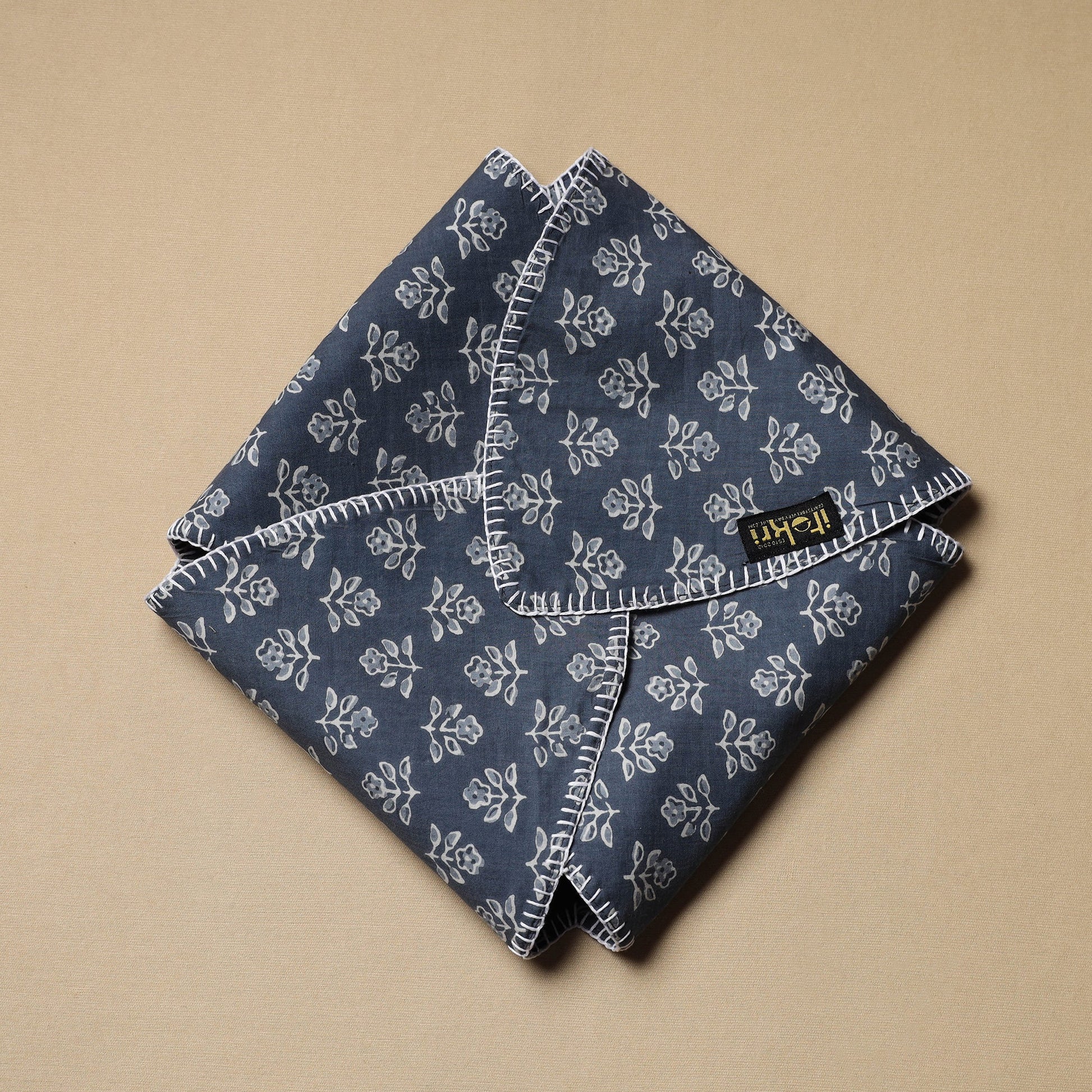 Blue - Hand Embroidered Cotton Roti Napkin 10