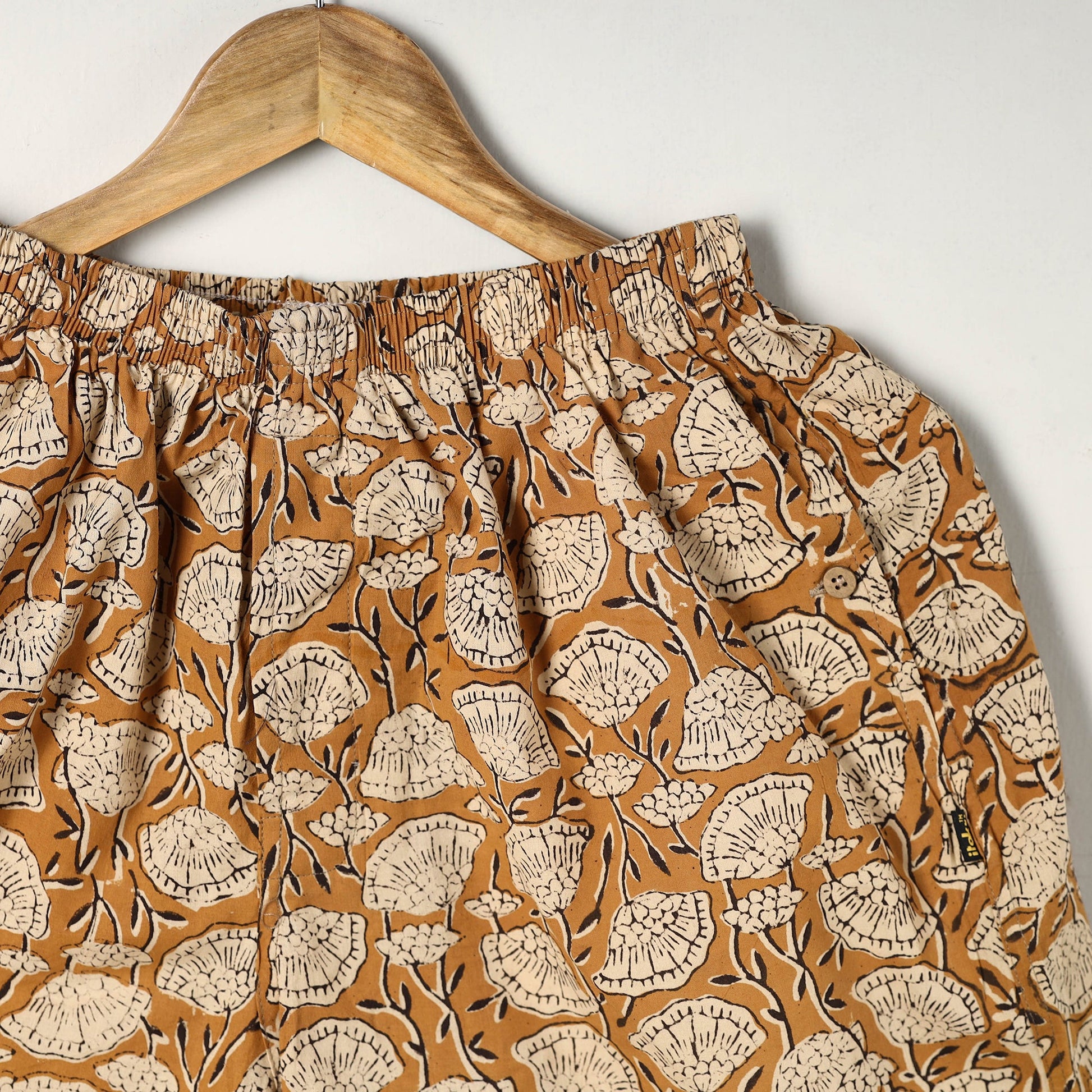 Brown - Block Print Cotton Unisex Bagru Shorts/Boxer 14