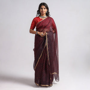 Black - Leheriya Tie-Dye Mothra Kota Doria Silk Saree