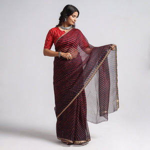 Black - Leheriya Tie-Dye Mothra Kota Doria Silk Saree