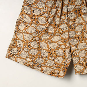 Brown - Block Print Cotton Unisex Bagru Shorts/Boxer 14
