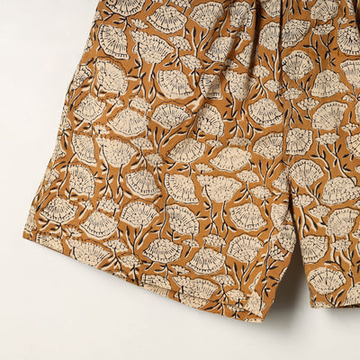 Brown - Block Print Cotton Unisex Bagru Shorts/Boxer 14