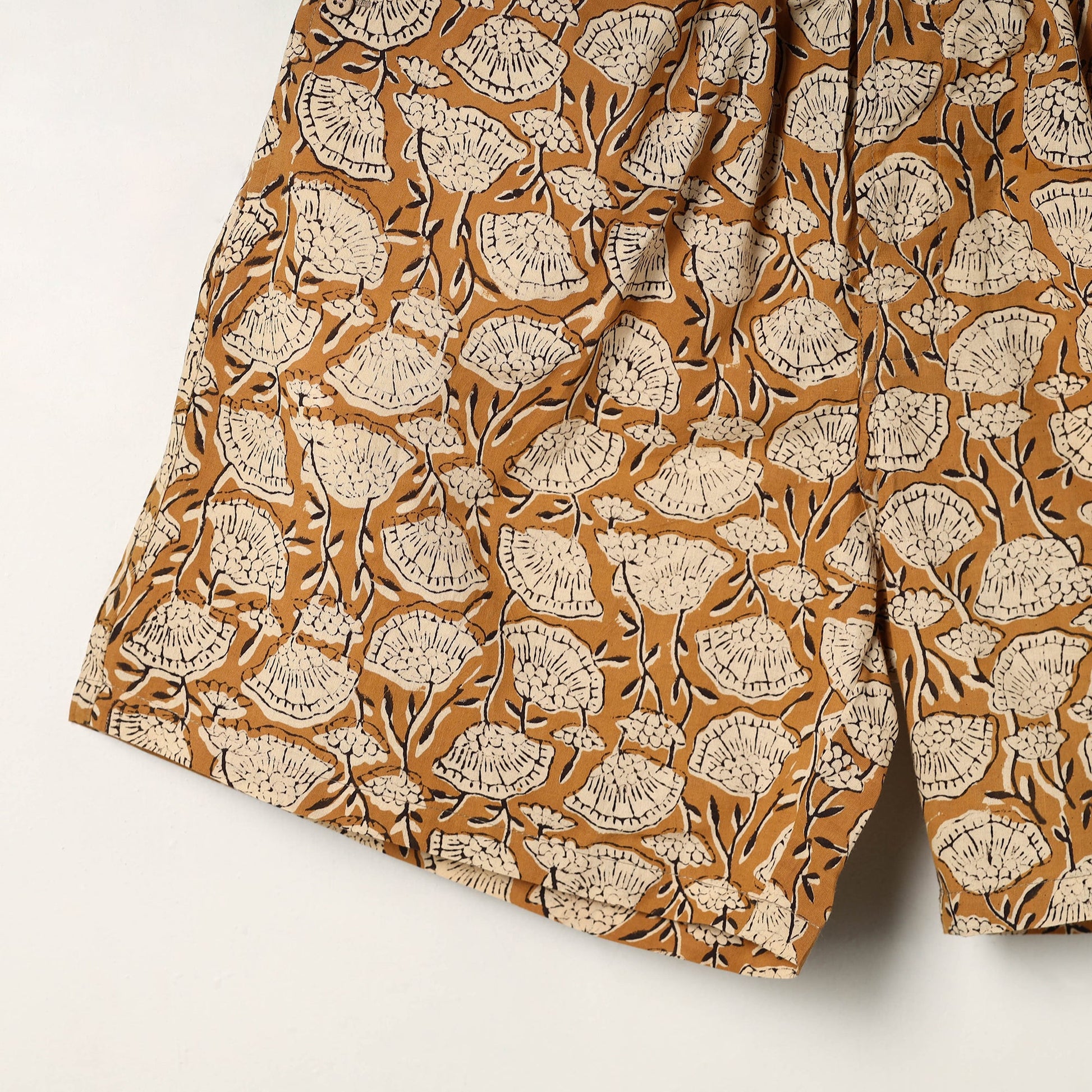 Brown - Block Print Cotton Unisex Bagru Shorts/Boxer 14