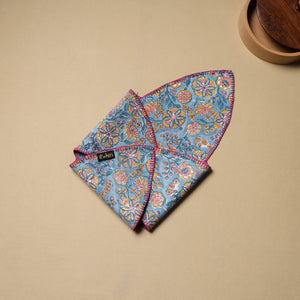 Blue - Hand Embroidered Cotton Roti Napkin 11