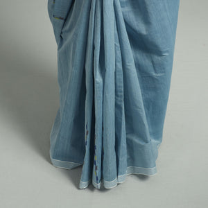 Blue - Godavari Vine Jamdani Cotton Handspun Handloom Saree