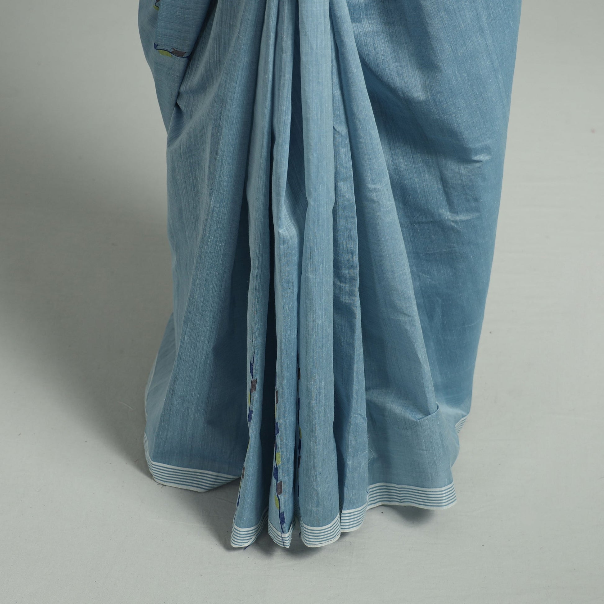 Blue - Godavari Vine Jamdani Cotton Handspun Handloom Saree