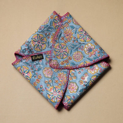 Blue - Hand Embroidered Cotton Roti Napkin 11