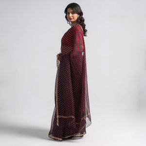 Black - Leheriya Tie-Dye Mothra Kota Doria Silk Saree