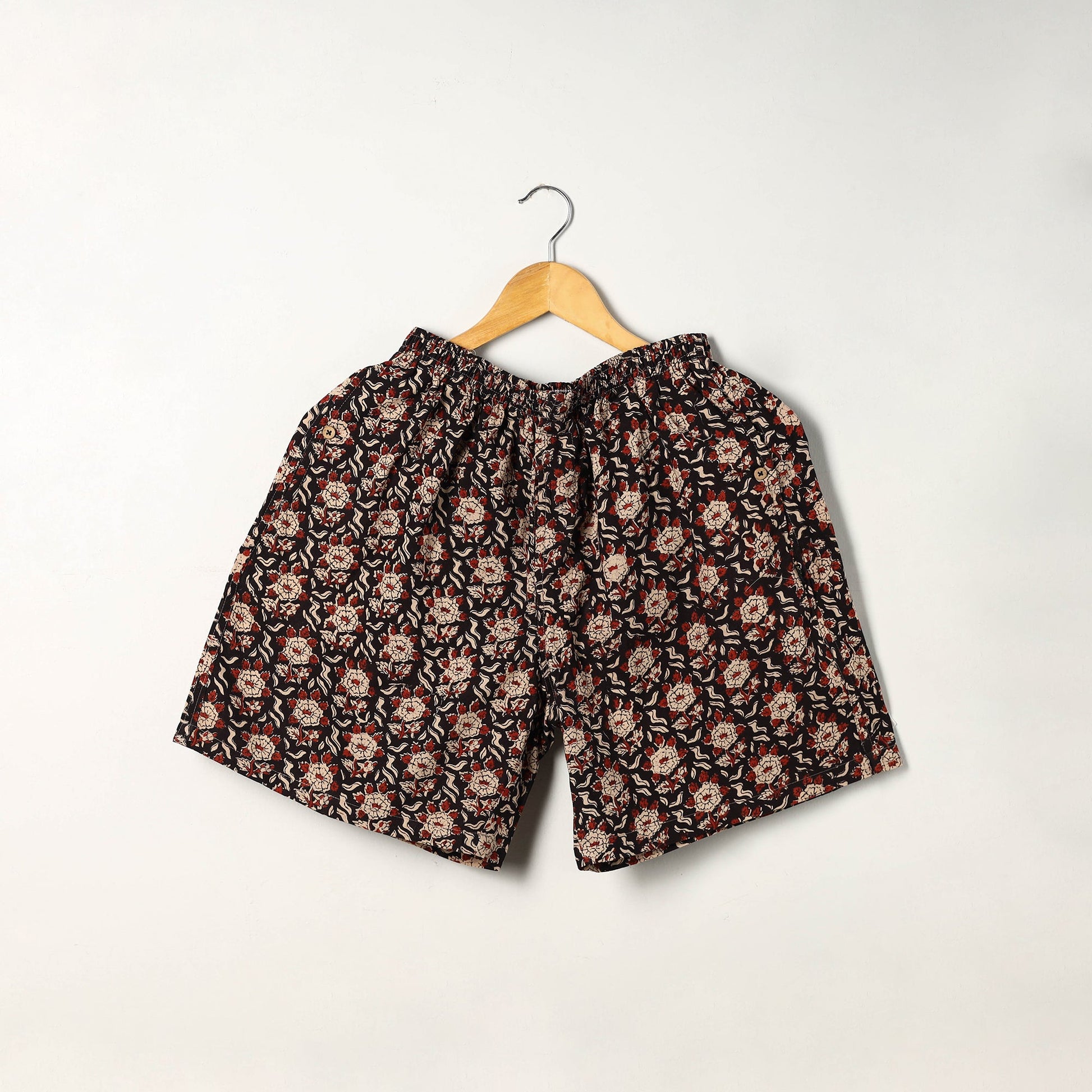 Black - Block Print Cotton Unisex Bagru Shorts/Boxer 13